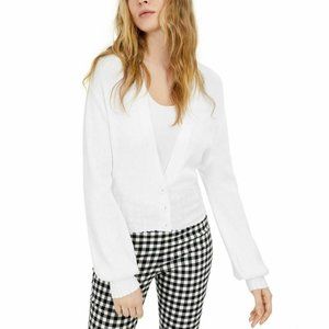 INC NEW Women's Ribbed Button Front Bishop-sleeve Cardigan Sweater Sz L